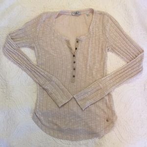 Heather tan long sleeve Henley top